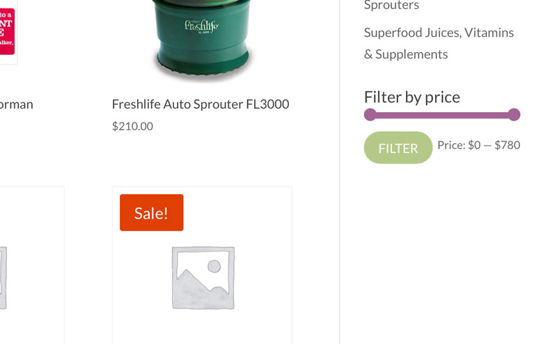 WooCommerce price filter