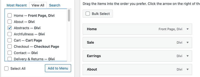 add menu items add menu items
