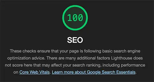 website SEO score