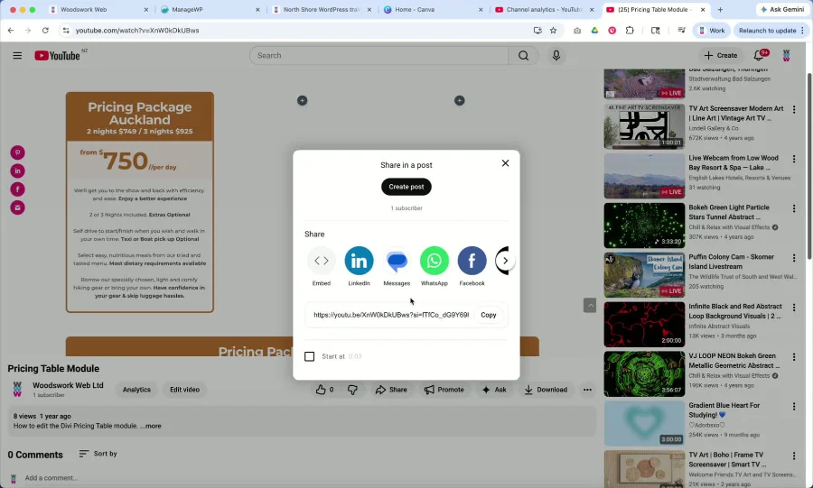 Copy the YouTube video link