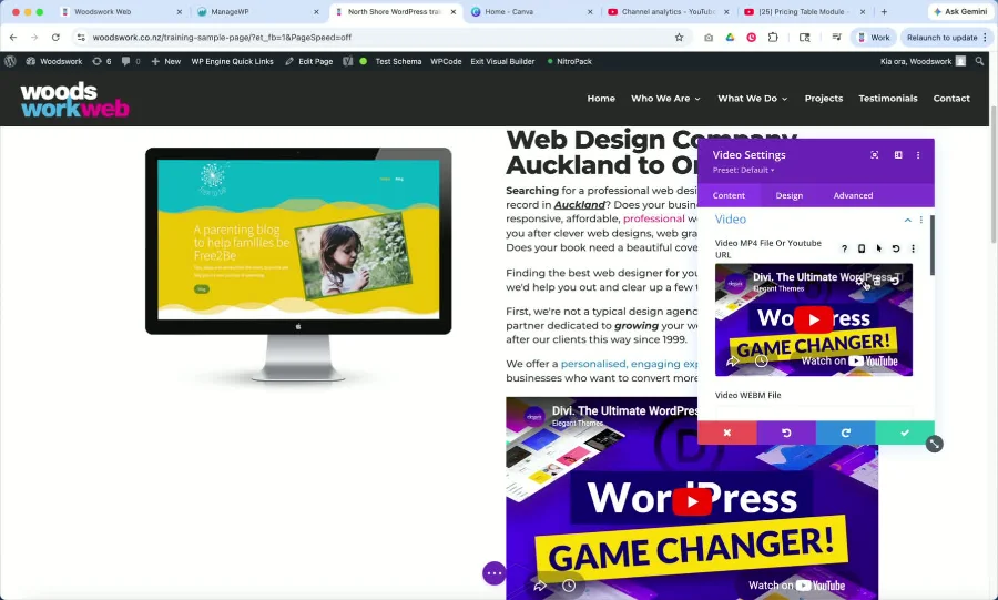 Insert the YouTube URL into the module settings